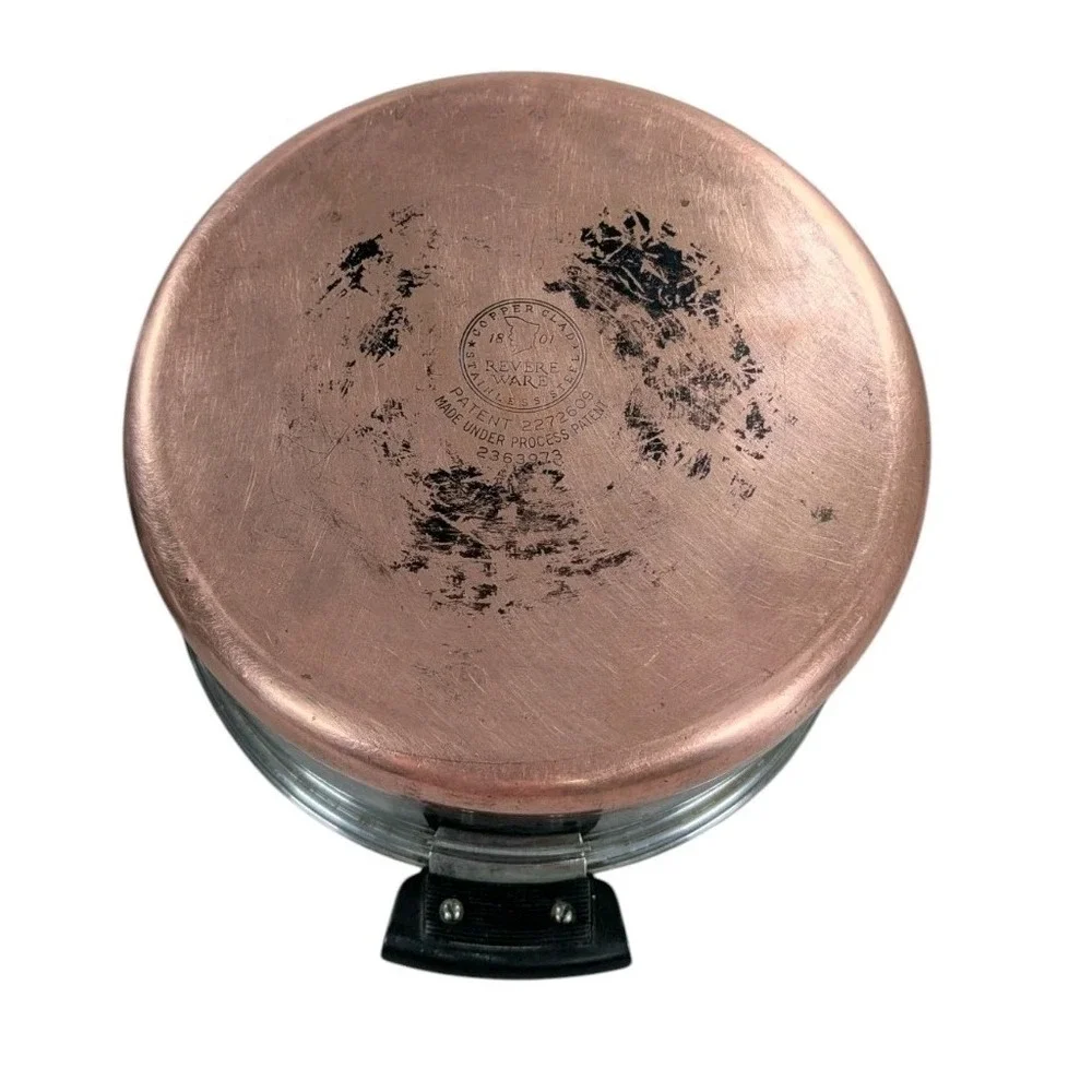 Vintage Revere Ware Copper Bottom 6 Quart Dutch Oven With Dome Lid 1801 Pre 1968